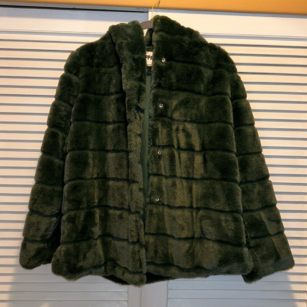 Apparis Dark Green Faux Fur Jacket
